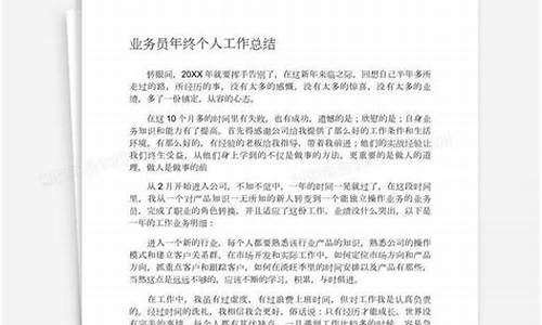 业务员年终总结2020年个人范文_业务员年终总结范文